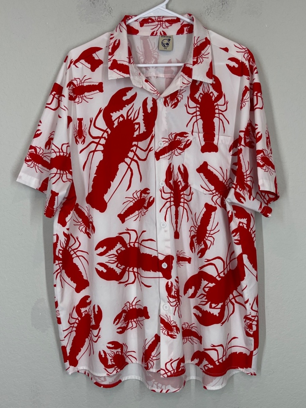 Hardaddy Lobster Print Shirt Men's XXL Button Up Short Sleeve Hawaiian